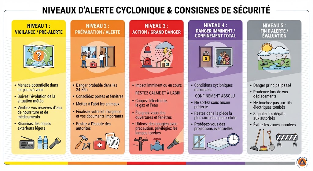 Guadeloupe, Martinique, St Martin et St Barth : Les niveaux d’alerte cyclonique, comprendre les codes et les couleurs